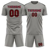 Custom Gray Crimson Red Soccer Jersey