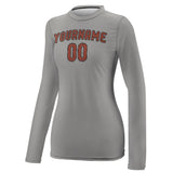 Custom Gray Coral Red Women's Long-Sleeve Shirt