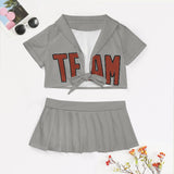Custom Gray Coral Red Cheerleading Uniform Set