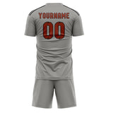 Custom Gray Coral Red Soccer Jersey