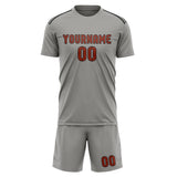 Custom Gray Coral Red Soccer Jersey