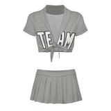 Custom Gray White Cheerleading Uniform Set