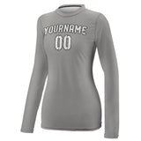 Custom Gray White Women's Long-Sleeve Shirt