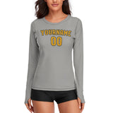 Custom Gray Yellow Women's Long-Sleeve Shirt
