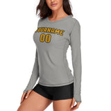 Custom Gray Yellow Women's Long-Sleeve Shirt