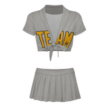 Custom Gray Yellow Cheerleading Uniform Set