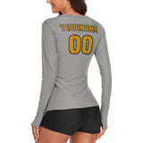 Custom Gray Yellow Women's Long-Sleeve Shirt