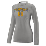 Custom Gray Yellow Women's Long-Sleeve Shirt