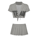 Custom Gray Dark Grey Cheerleading Uniform Set