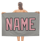 Custom Gray Light Pink Beach Towel