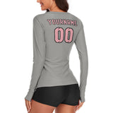 Custom Gray Light Pink Women's Long-Sleeve Shirt