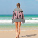 Custom Gray Light Pink Beach Towel