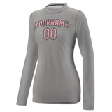 Custom Gray Light Pink Women's Long-Sleeve Shirt