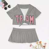 Custom Gray Light Pink Cheerleading Uniform Set