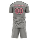 Custom Gray Light Pink Soccer Jersey