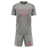 Custom Gray Light Pink Soccer Jersey