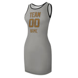 Custom Gray Khaki Sleeveless Vest Dress