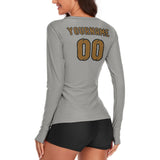 Custom Gray Khaki Women's Long-Sleeve Shirt