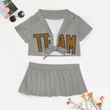 Custom Gray Khaki Cheerleading Uniform Set