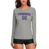 Custom Gray Light Purple Women's Long-Sleeve Shirt