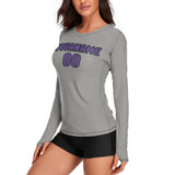 Custom Gray Light Purple Women's Long-Sleeve Shirt