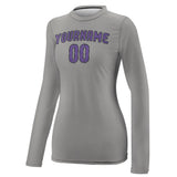 Custom Gray Light Purple Women's Long-Sleeve Shirt