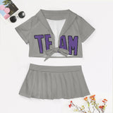 Custom Gray Light Purple Cheerleading Uniform Set