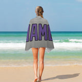 Custom Gray Light Purple Beach Towel
