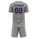 Custom Gray Light Purple Soccer Jersey