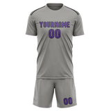 Custom Gray Light Purple Soccer Jersey