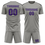 Custom Gray Light Purple Soccer Jersey