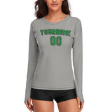 Custom Gray Emerald Green Women's Long-Sleeve Shirt