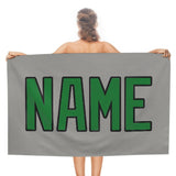 Custom Gray Emerald Green Beach Towel