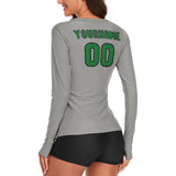 Custom Gray Emerald Green Women's Long-Sleeve Shirt