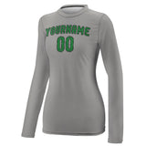 Custom Gray Emerald Green Women's Long-Sleeve Shirt