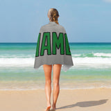 Custom Gray Emerald Green Beach Towel