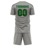 Custom Gray Emerald Green Soccer Jersey