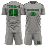 Custom Gray Emerald Green Soccer Jersey
