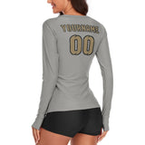 Custom Gray Light Khaki Women's Long-Sleeve Shirt