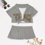 Custom Gray Light Khaki Cheerleading Uniform Set
