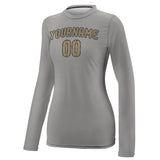 Custom Gray Light Khaki Women's Long-Sleeve Shirt