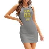 Custom Gray Light Yellow Sleeveless Vest Dress