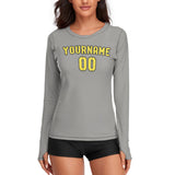 Custom Gray Light Yellow Women's Long-Sleeve Shirt