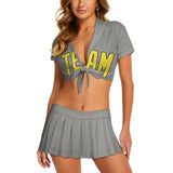 Custom Gray Light Yellow Cheerleading Uniform Set