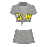 Custom Gray Light Yellow Cheerleading Uniform Set