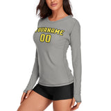 Custom Gray Light Yellow Women's Long-Sleeve Shirt