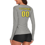 Custom Gray Light Yellow Women's Long-Sleeve Shirt