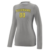 Custom Gray Light Yellow Women's Long-Sleeve Shirt