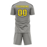 Custom Gray Light Yellow Soccer Jersey