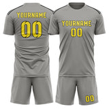 Custom Gray Light Yellow Soccer Jersey